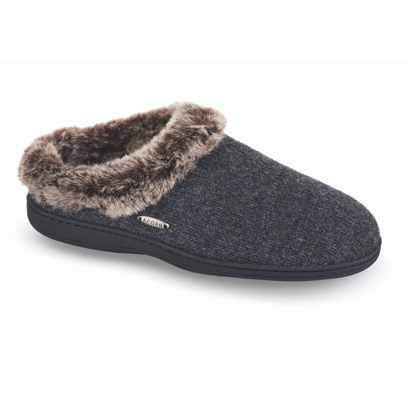 Acorn Faux Fur Chinchilla Ragg Slippers Dark Charcoal - Picture 1 of 7
